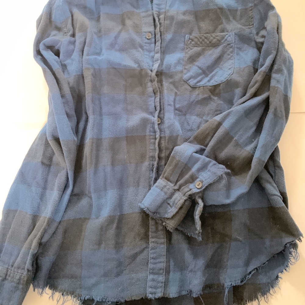 HM vintage feel plaid shirt with frayed hem